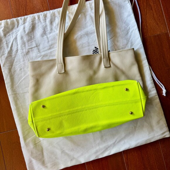 FRESHLY PICKED Original Leather Carryall Bag - Tan & Neon Yellow - Picture 8 of 16